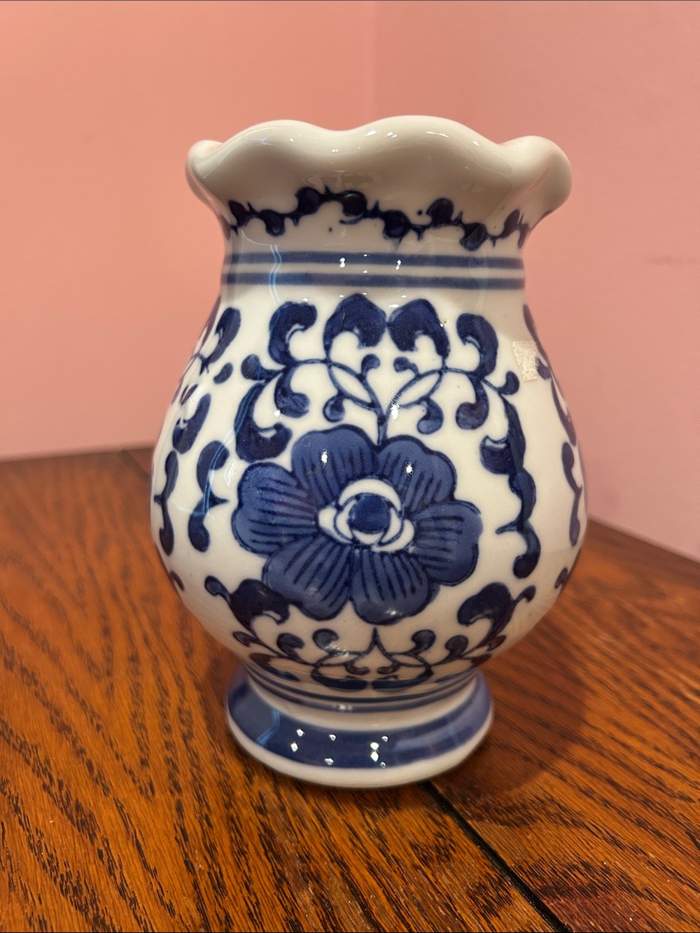 Blue and White Floral Ceramic Vase - Classic Home Accent